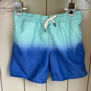 Polo Ralph Lauren Boys Blue Turquoise Ombré Swim Trunks Swimsuit shorts Size 6